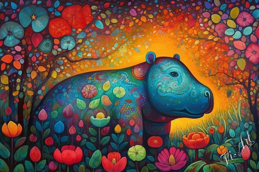 Colorful Baby Hippo