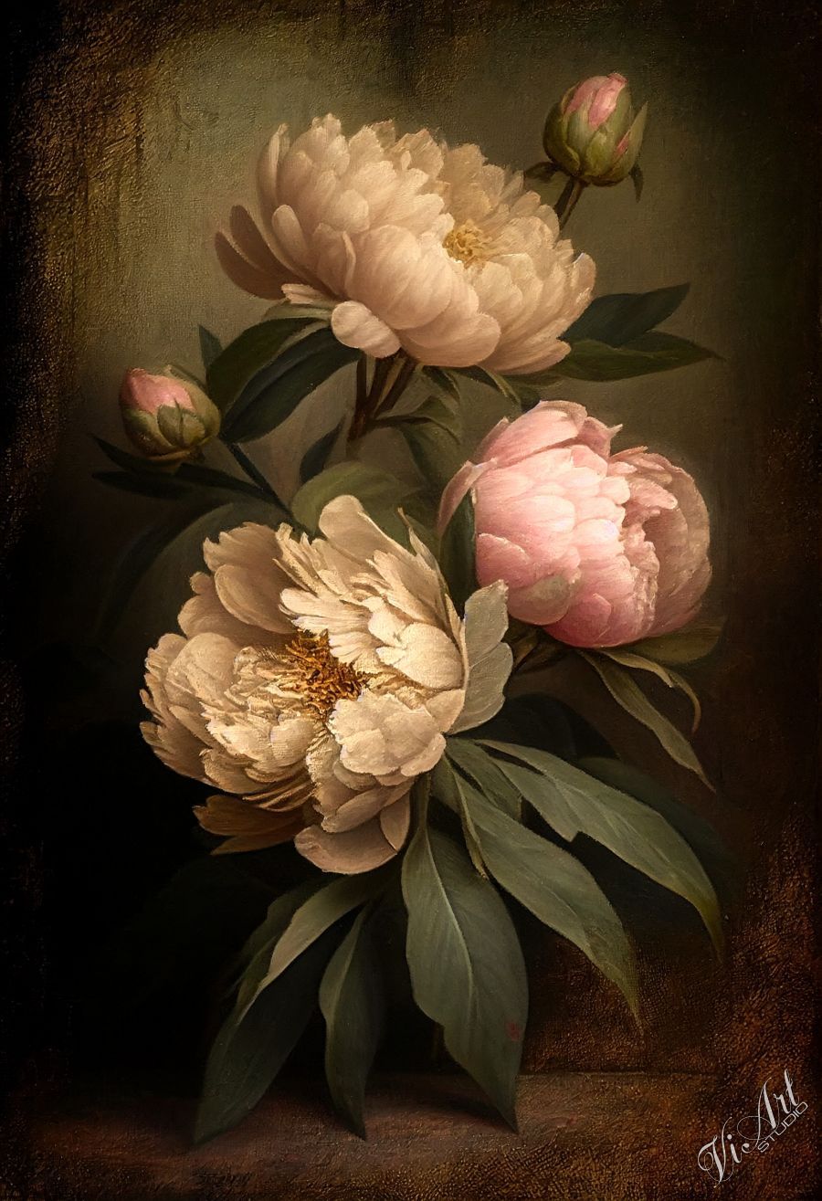 Peonies on the wall