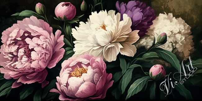 Blooming peonies