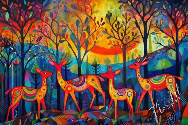 Colorful fawns