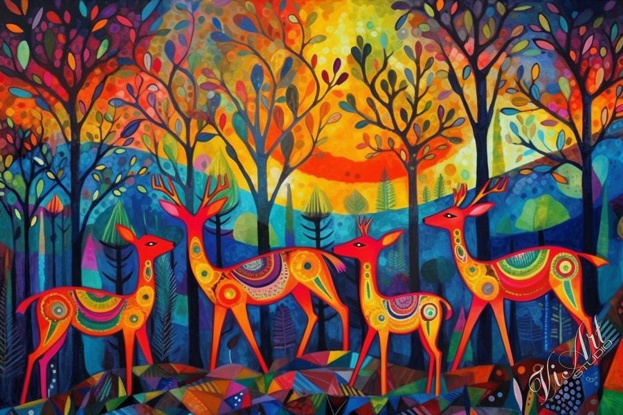 Colorful fawns