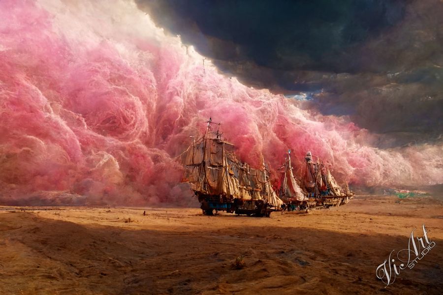 Pink storm in the desert