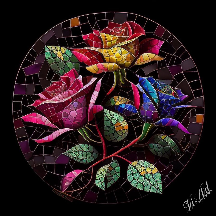 Mosaic roses panel