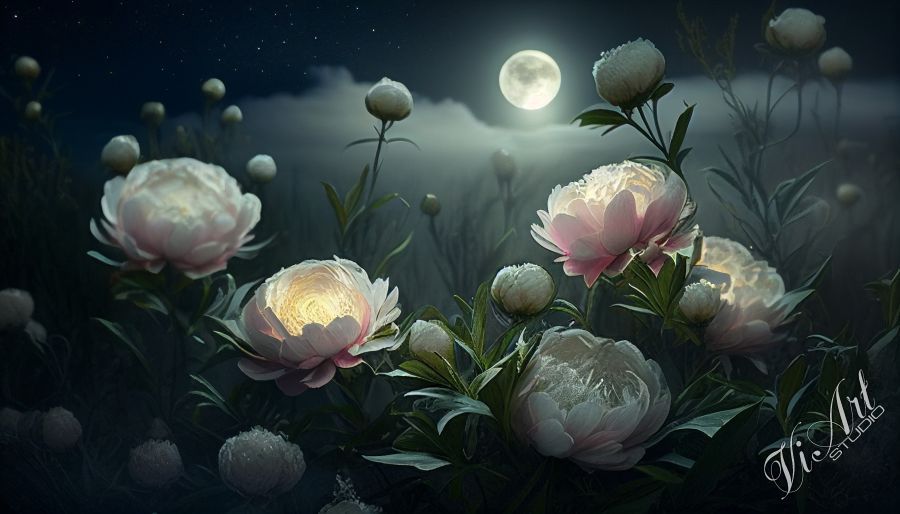 Moonlight peonies