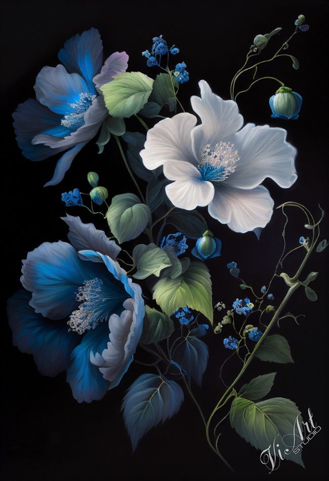 Flowers on a black background