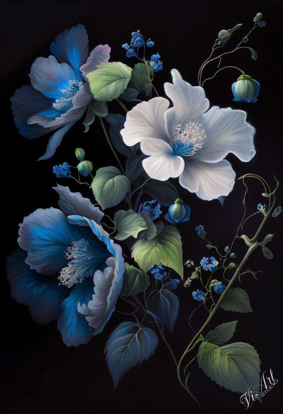 Flowers on a black background