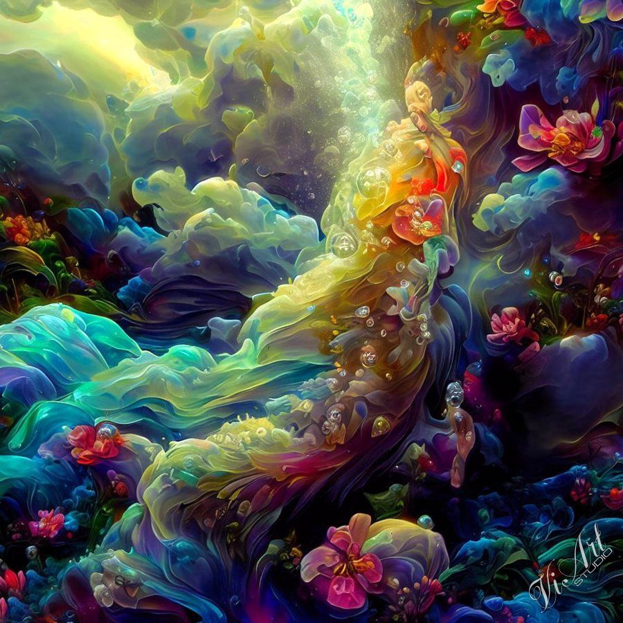 Unity of flowers and water