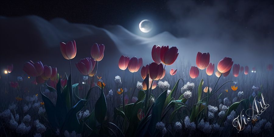 Moonlight tulips