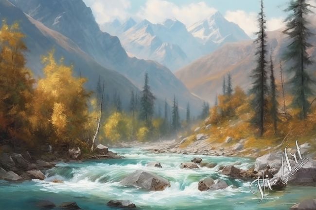 Autumn. River in the mountains.